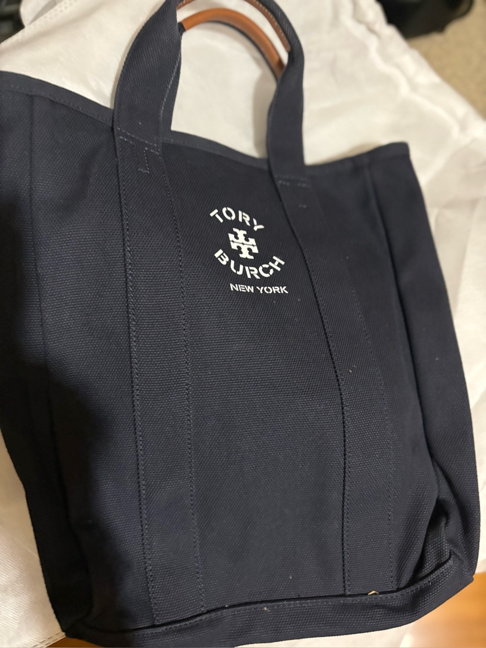 Tory Burch Black Canvas Logo Tote - Picture 9 of 11